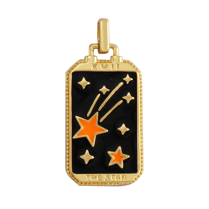Enamel Tarot Cards Sun Star Moon Evil Eye Heart Hand Charm Pendant,18K Gold Plated Bracelets Necklaces Jewelry Accessories M80