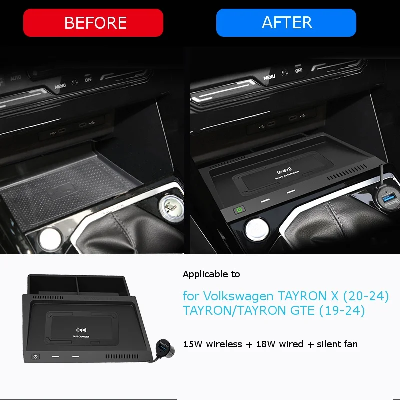 for Volkswagen VW Tharu X 18-20 /Tharu Teramont X Viloran TAYRON GTE Car Wireless Charger Mobile Fast Charging Pad Phone Holder detail image 5