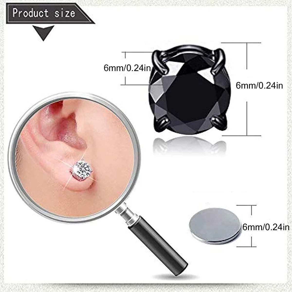 4 Pairs Simple Stainless Steel Magnetic Stud Earrings for Men Cross Pendant Ear Clips