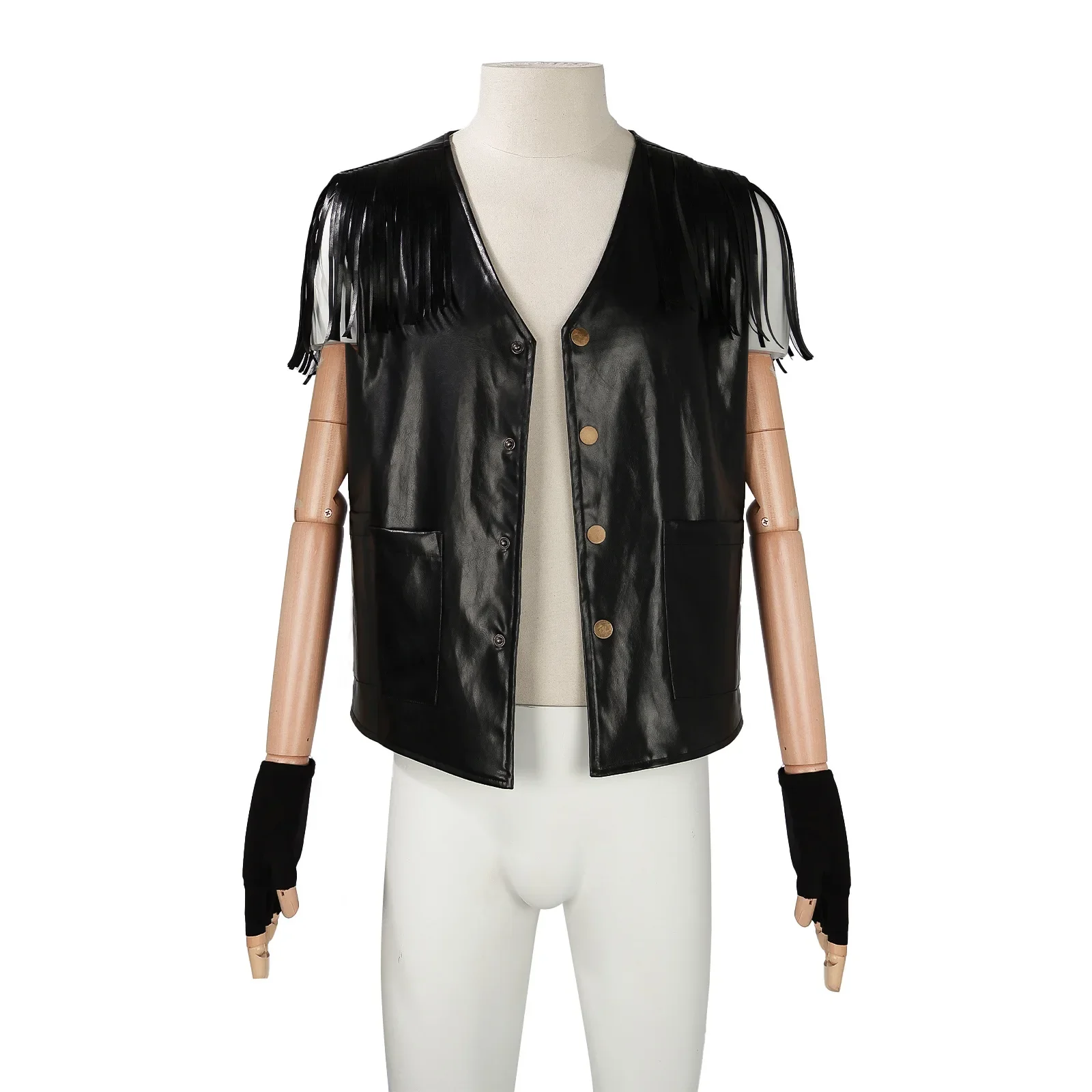 Movie Ryan Gosling Cosplay Vest Adult Men Black Leather Top Coat Suit Halloween Costume Outfit Uniform Party