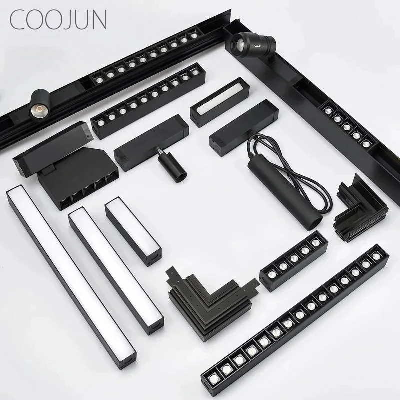 COOJUN-모던 마그네틱 트랙 천장 조명, 매립형 LED 스포트라이트, 투광..