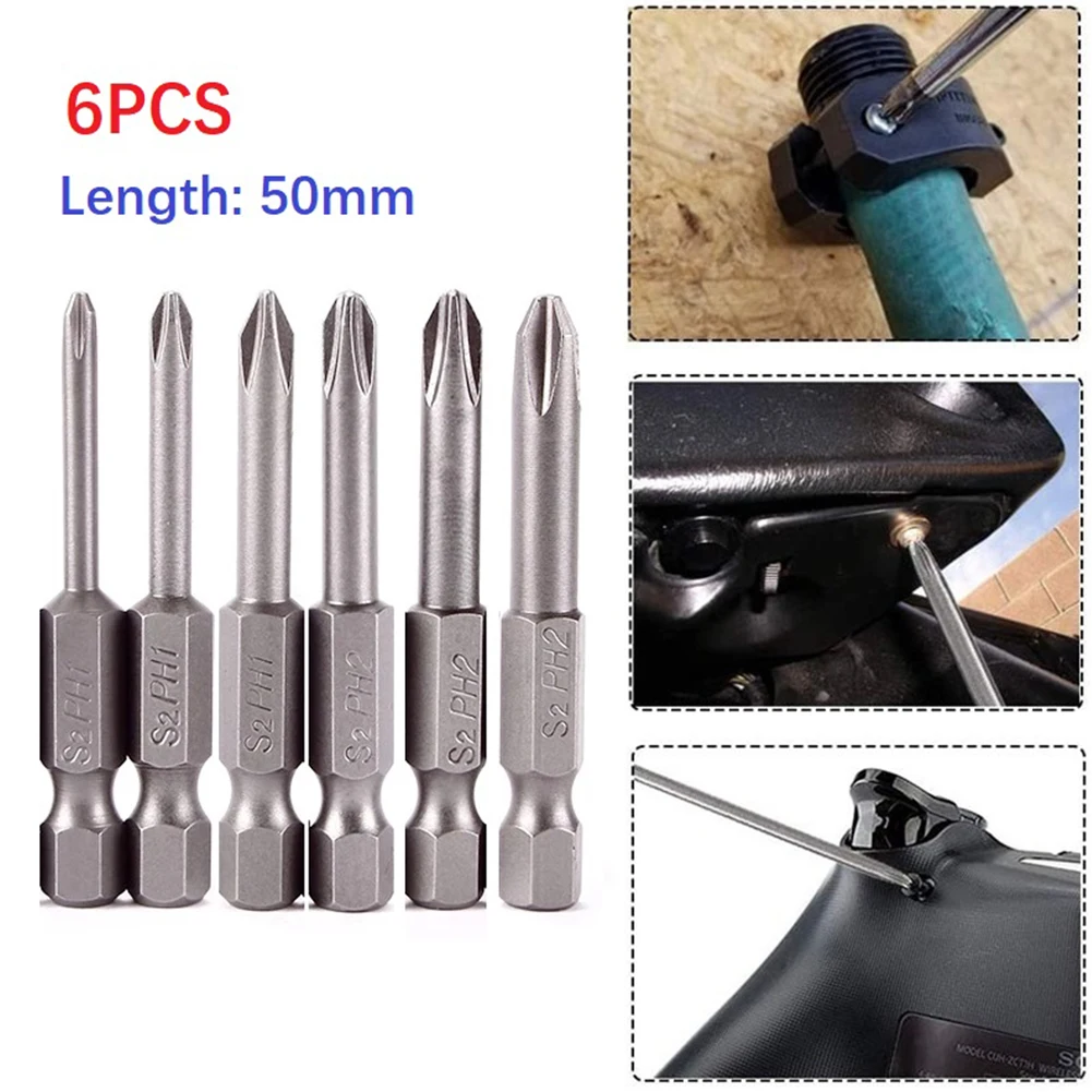 

Single Head Screwdriver Bits 50mm / 2inch Long 6.35mm / 1/4\" For Cross Head High Hardness Magnetic Φ3.0 - Φ6.0 High Quality