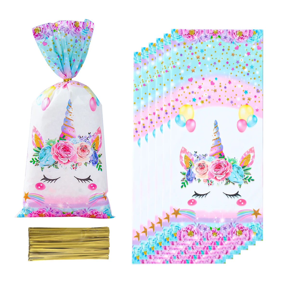 25/50/100 Stück Einhorn-Themen-Süßigkeiten-Verpackungsbeutel Einhorn-Geburtstagsparty-Dekorationen Babyparty Hochzeitsgeschenktüten Partyzubehör – Detail 14