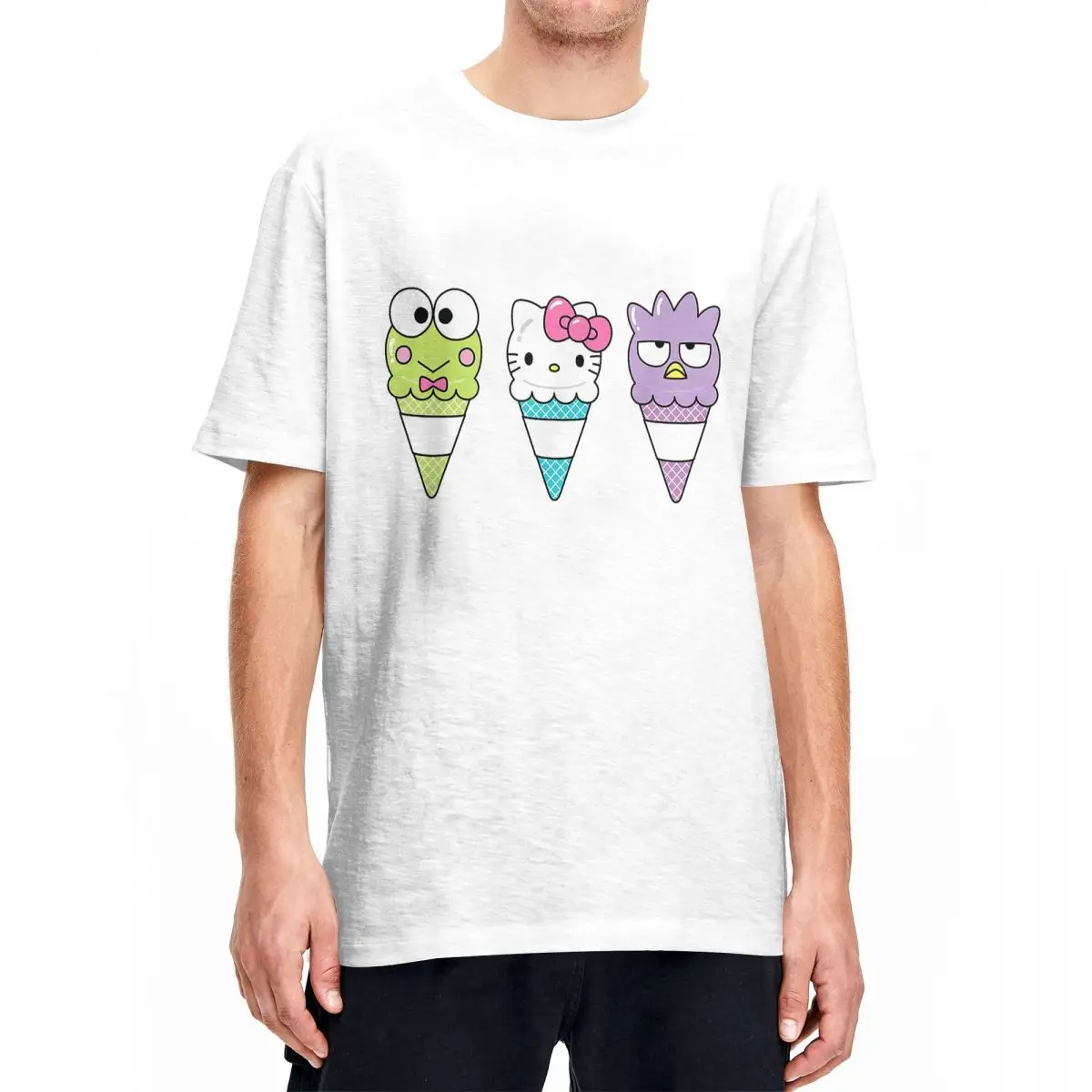 T-Shirt Uomo Donna Keroppi Hello Kitty Badtz Maru Creative 100% Cotone T-Shirt Manica Corta Girocollo Top Stampa Grafica