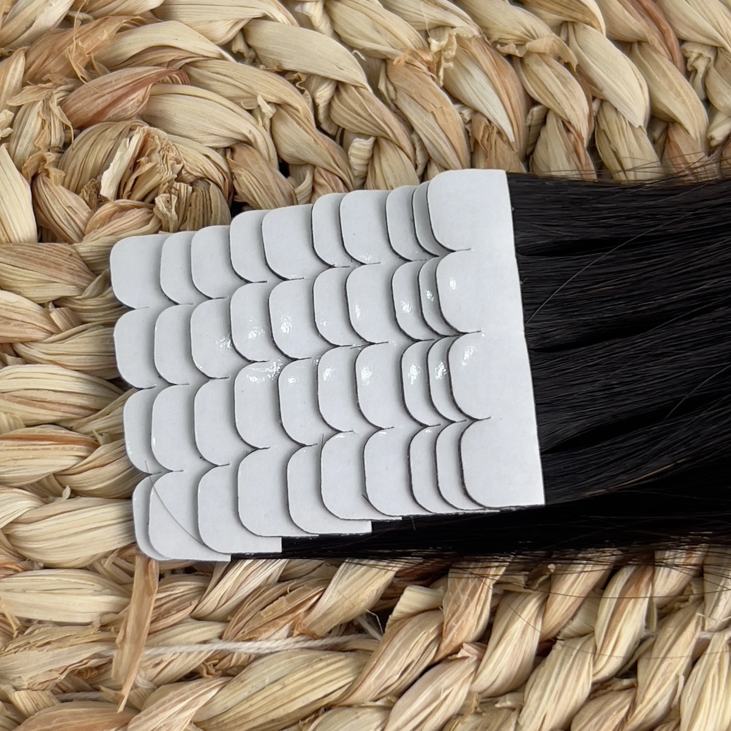 스트레이트 미니 테이프 인모 헤어 익스텐션, 심리스 미니 테이프 100% 천연 리얼 인비저블 접착 테이프 여성용