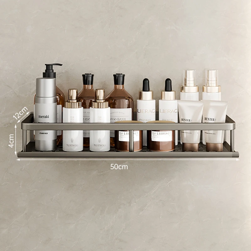 Bathroom accessories shelf organizer 30-50CM shower storage rack gray wall mounted space aluminum toilet shampoo holder shelves