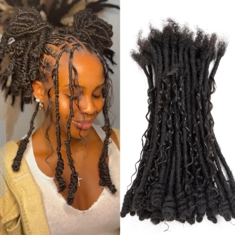 Afro Fully Handmade Permanent Loc Extensions Human Hair Raw Vietnamese 0.4 cm Width Dreadlock Extensions For Men/Women 10-40Pcs
