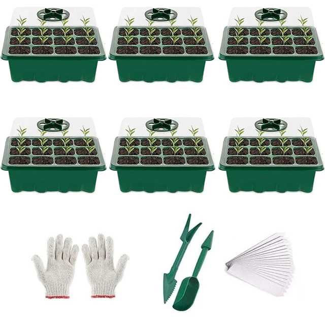 1 Beállított 6Mini Üvegház 12 Növényre Szaporító Beltéri Üvegházhatású Mini Palánta Indító Tálcák - Image 6