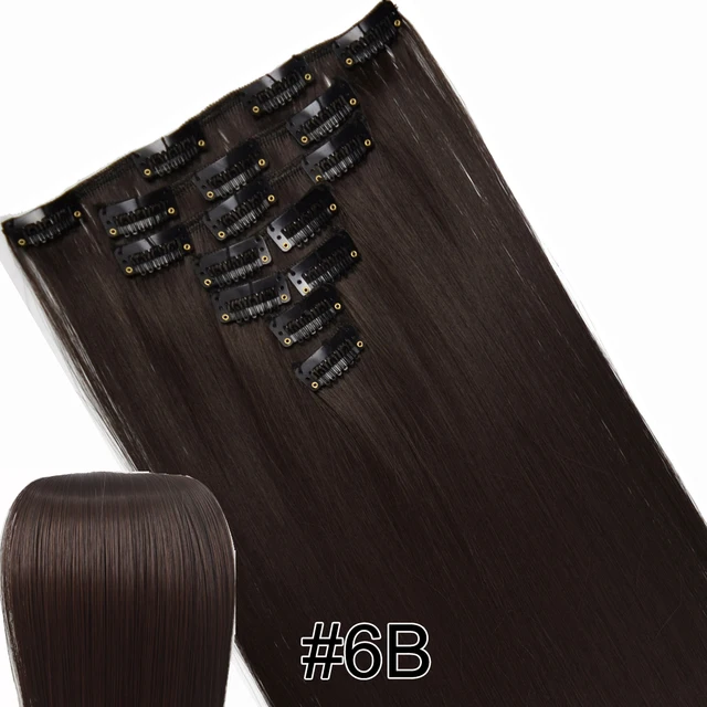 TOPREETY Heat Resistant B5 Synthetic Fiber 130gr Straight clip in hair Extensions 7006 6B