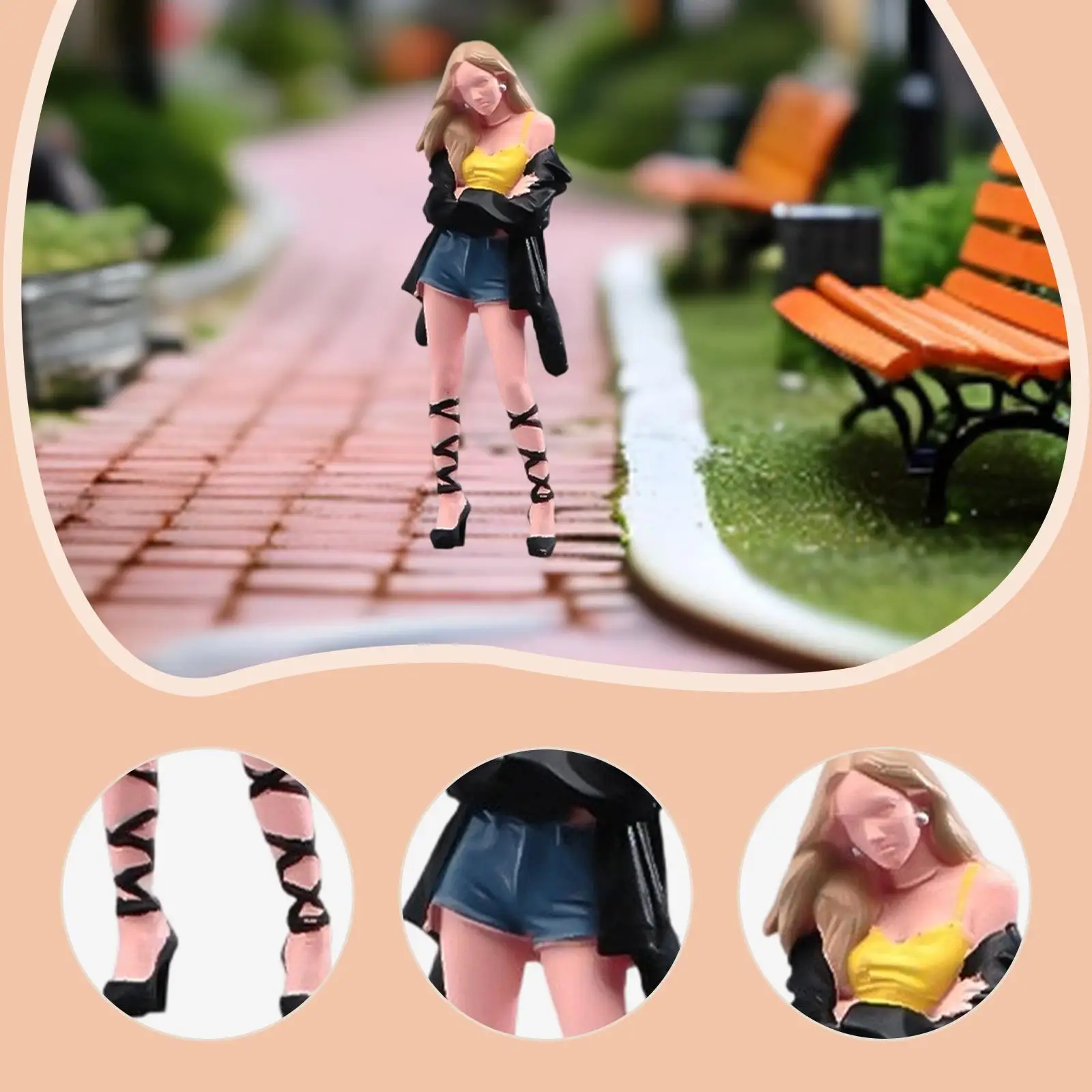 1/64 미니어처 여성 액션 피규어 레진 미니어처 장난감, 마이크로 장면 장식 및 DIY 인형집용