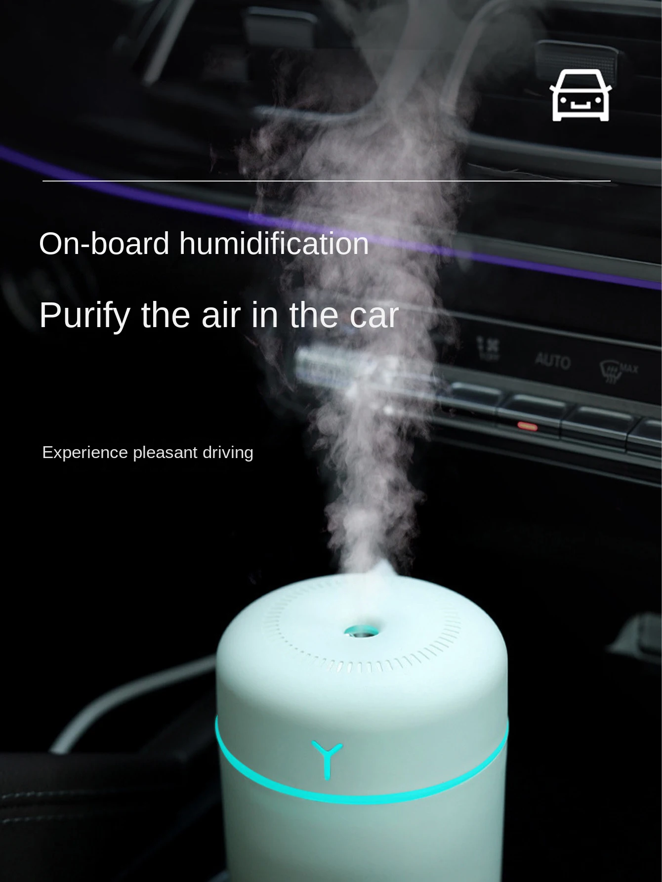 Portable Car Humidifier Mini Humidifier USB Ambient Light Desktop Colourful Ambient Light Timing Function