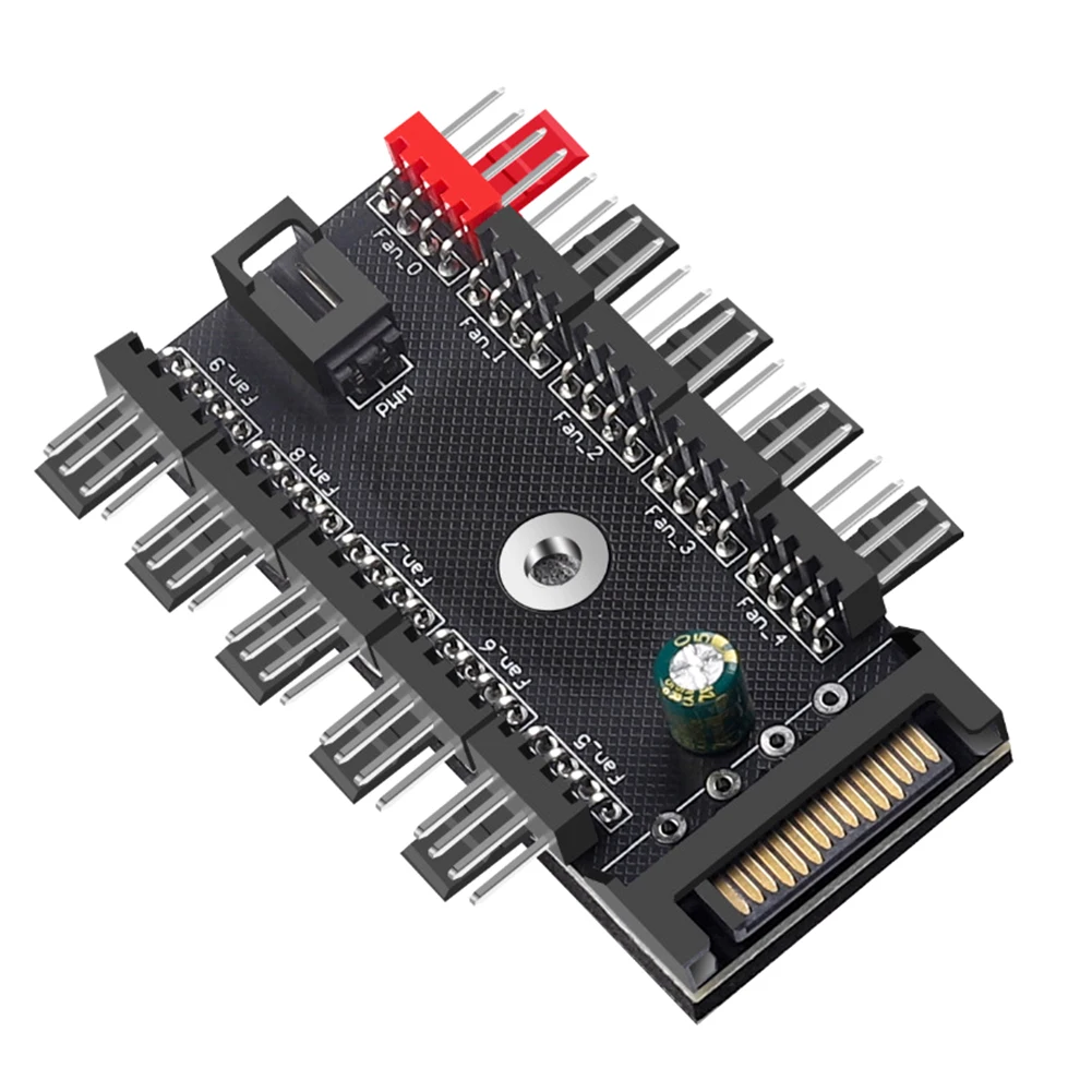 4-Pin PWM Fan Power Supply Cable 1 To 10 Way Splitter Hub Cooler Cooling Adapter for Computer Case 4-Pin and 3-Pin Cooling Fans