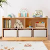 Shelf with Storage Boxes, Wooden Toy Storage Organizer for Books Toys, 2 Shelf Bookcase, 5-Section Storage Cabinet 1