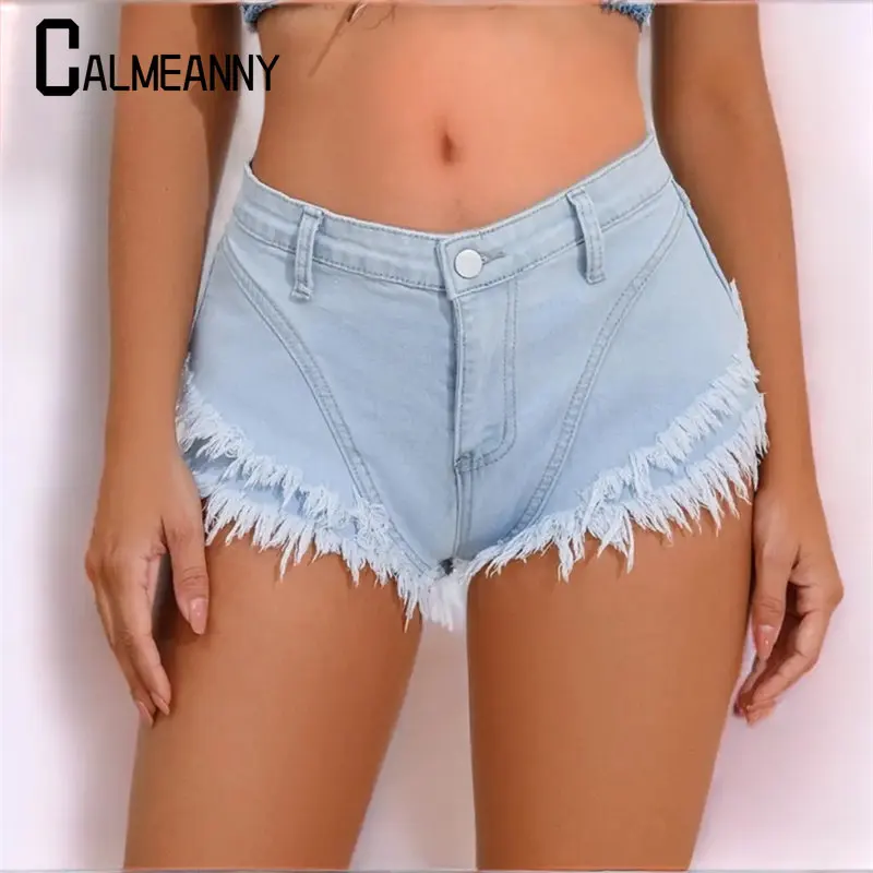 

Women's Denim Shorts 2023 Summer New Style Versatile Fashion High Waist Sexy Tassels Splicing Irregular Skinny Super Short Jeans