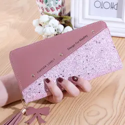 Chic Women's Glitter Patchwork Leather Wallet - Sparkling Coin Purse & Fashion Accessory (Dark pink)