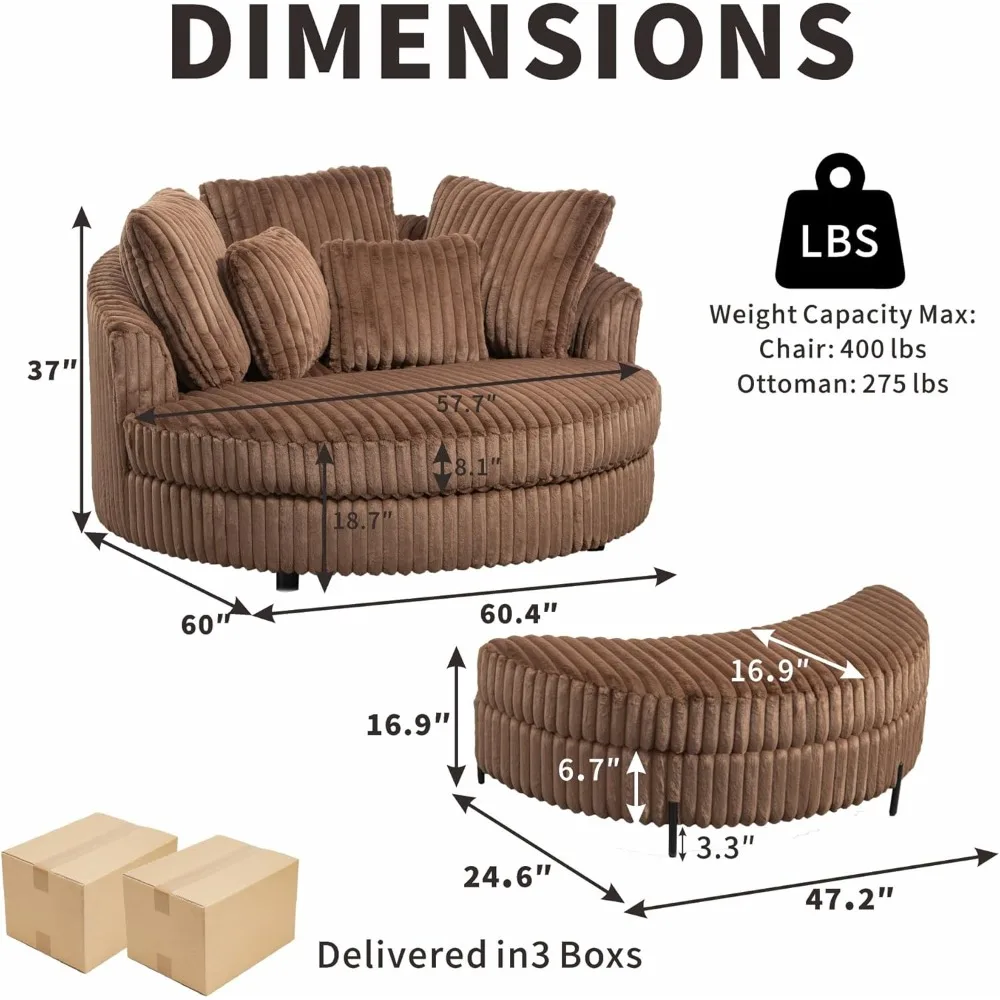 Corduroy Barrel Chair Set 6
