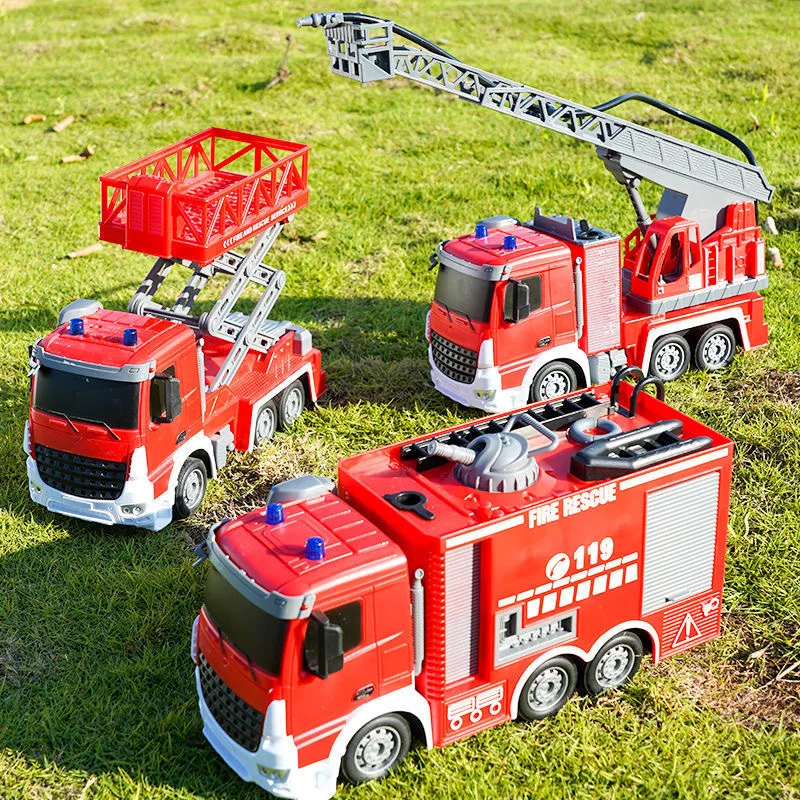 2.4G Remote Control Fire Truck Car Model Spray Water Ladder Simulation Rescue Engineering Vehicle Children Toy Boy Gift 3