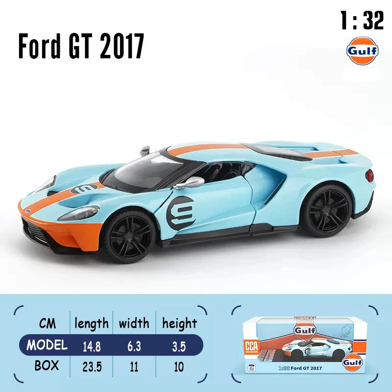 

CCA 1:32 2017 Ford GT АЗС-станция, серия, модель автомобиля из сплава, детская Игрушечная машина, литье под давлением, статическая модель, функция тяги