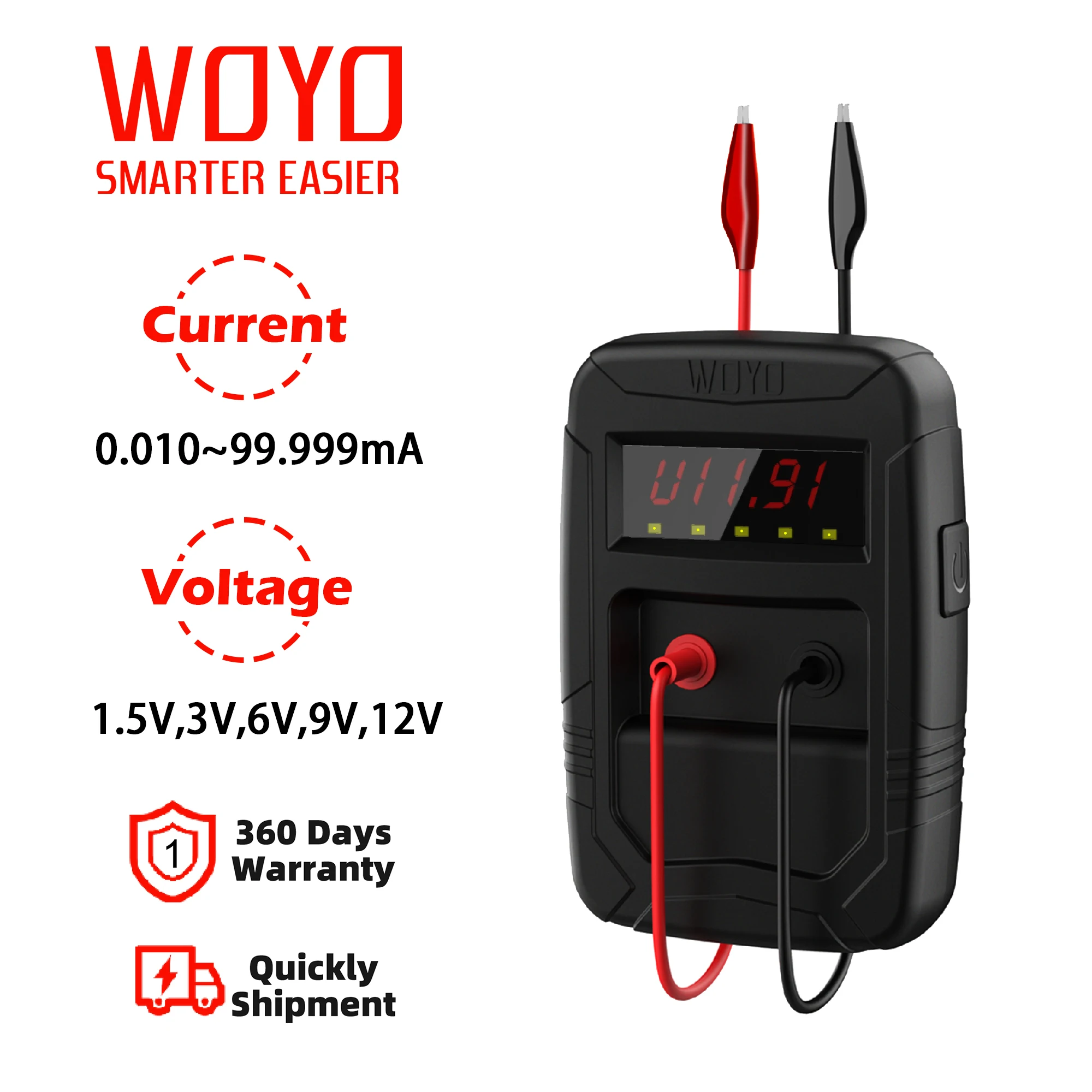 

WOYO Leakage Current Remote Control Tester, Simulate 1.5V-12V Power Supply to Test Remote PCB Without Battery for Gamepads, Keys