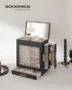 SONGMICS Jewelry Box with Glass Window, 5-Layer Jewelry Organizer with 3 Side Drawers, Jewelry Storage, with Big Mirror, Modern 2