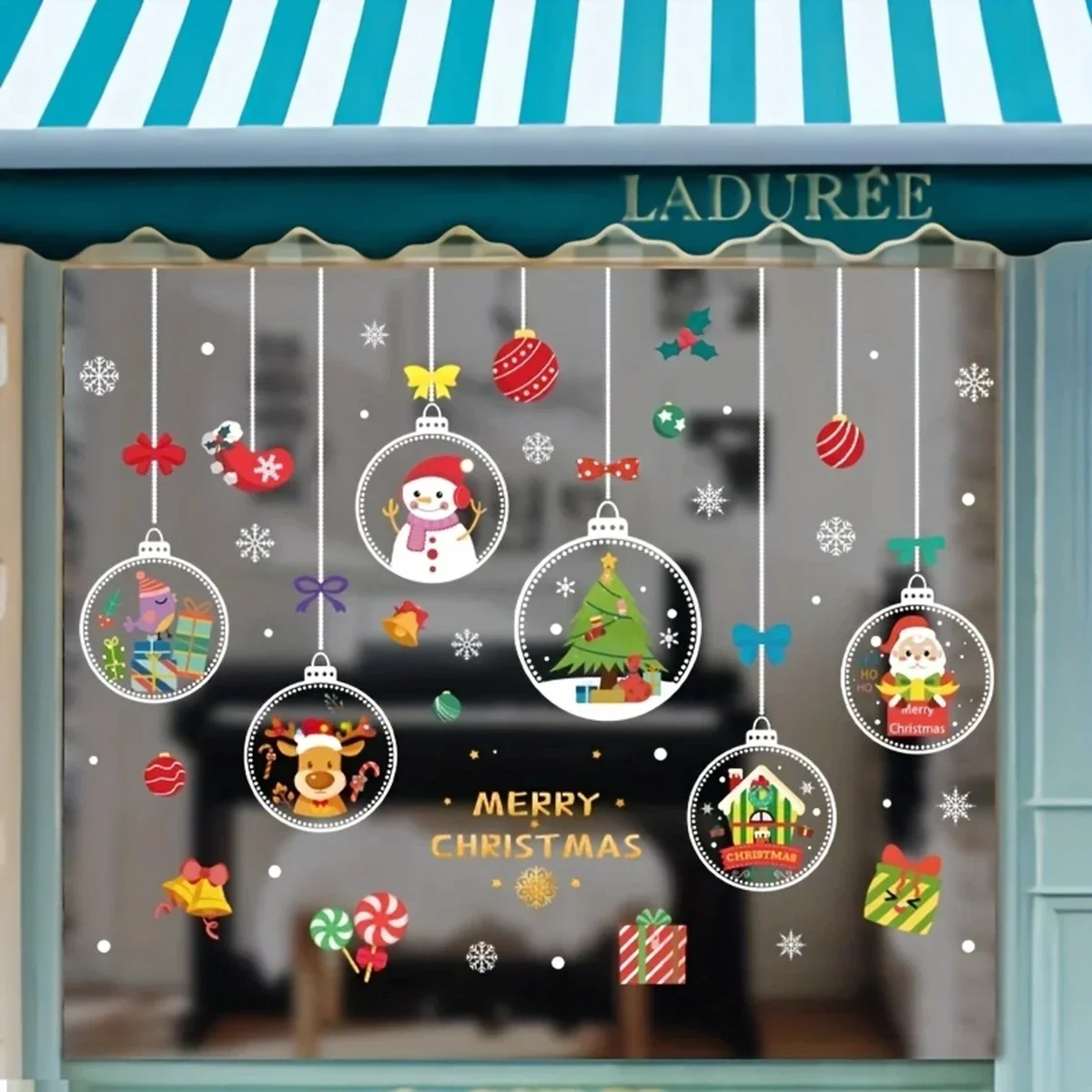 1PC Merry Christmas Glass Window Stickers