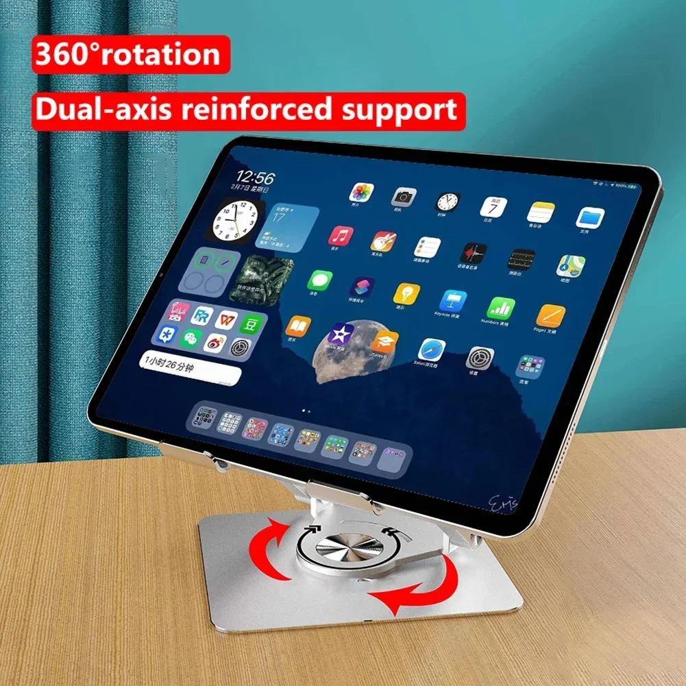 360 Rotation Foldable Cooling Bracket Support Tablet Holder Hollowed Adjustable Height for 4-13Inch Phone Tablet iPad Desk Stand
