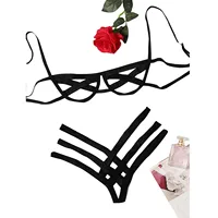Ensemble de Lingerie Sexy en maille ajourée pour femmes, soutien-gorge sans couture, couleur unie, slip doux et confortable, sous-vêtements intimes élastiques 2