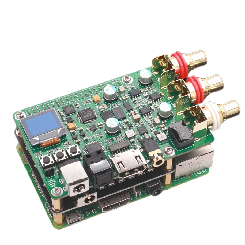 Nova Placa de Decodificador Áudio Dac Es9038q2m Fibra Coaxial Alta Fidelidade I2s Dop Analógico 768k 32bit Dsd512 Filtro Placa Energia para Raspberry pi