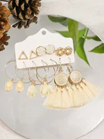 White Tassel Shell Earrings set