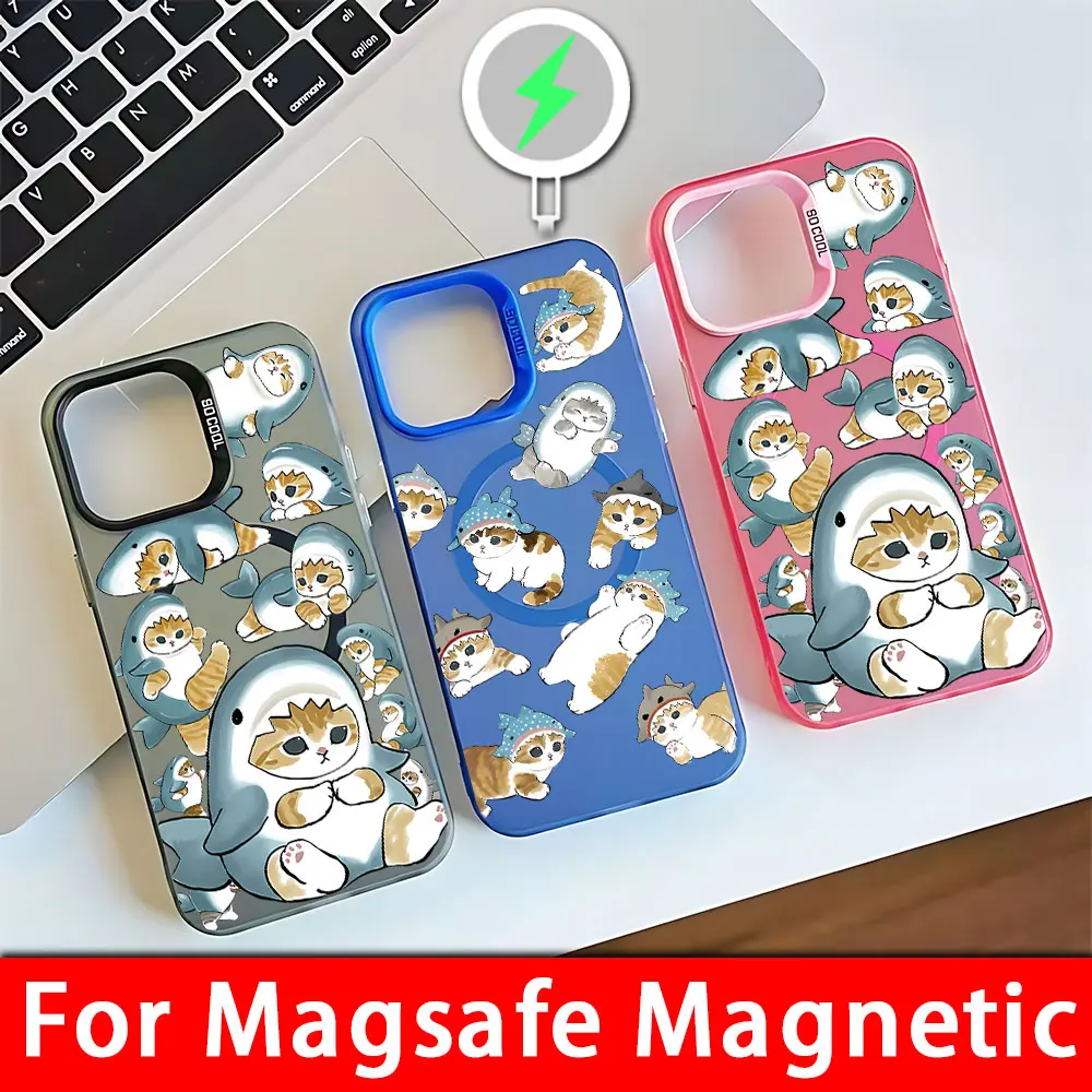 Charming M-Mofusands Cat Magsafe-Inspired Magnetic Phone Case with Soft Silver Plated Finish