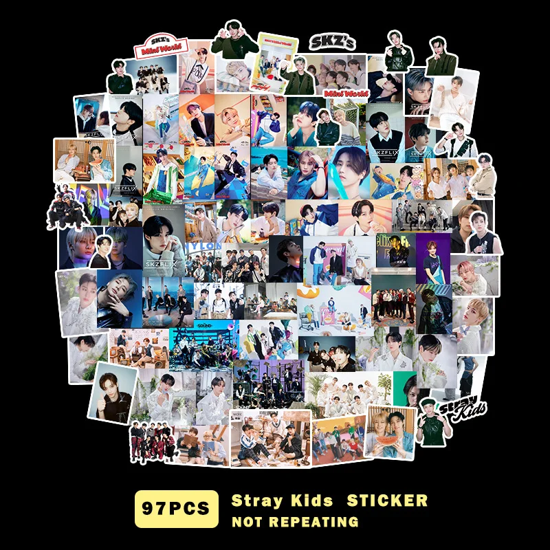 

100pcs Kpop Stray Kids Stickers New Album Mini World Cute Boys Photocards Sticker Pack Photo Stickers for Stationery Fans Gift
