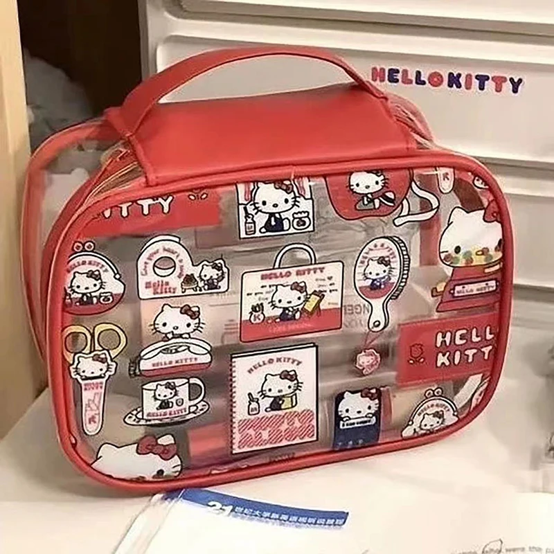 Cartoon Cute Kt Cat Makeup Bag Kawaii PVC Transparent Portable Large-Capacity Waterproof Storage Bag Travel Wash Handbag 5