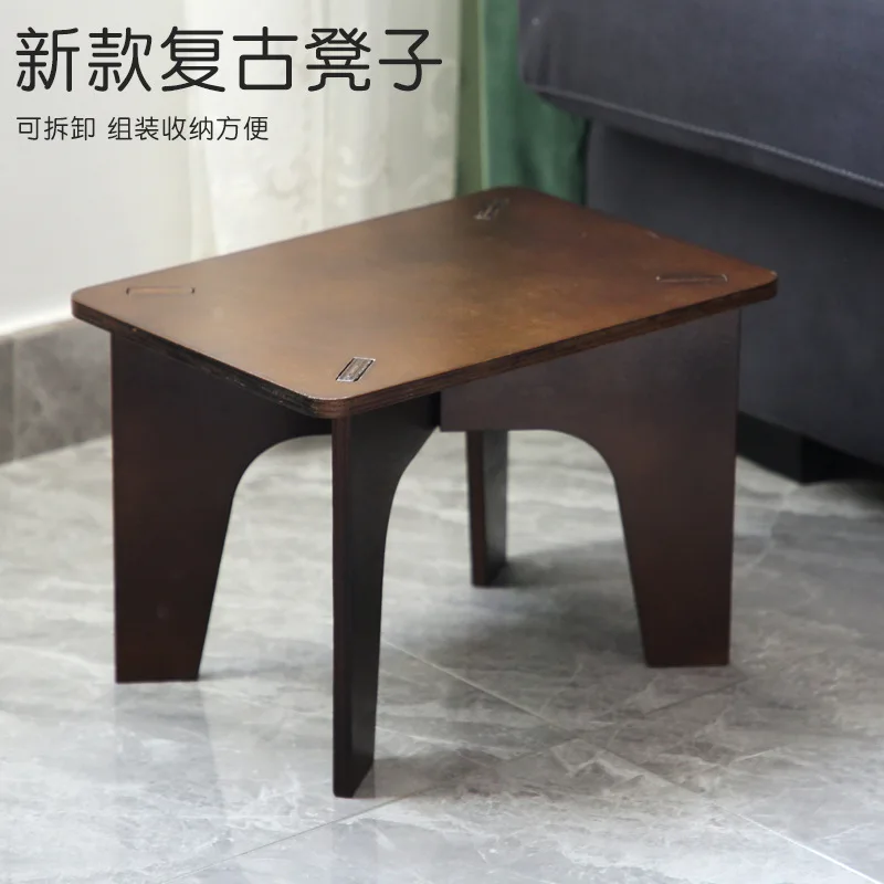 Korean-style Simple Stool Wooden Household Shoe-changing  Retro Fashion Small  Modern Living Room Dining Table