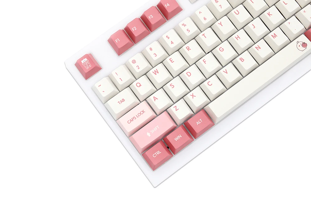gks cherry profile verão pêssego tintura sub keycap conjunto grosso pbt para teclado tkl ansi rosa