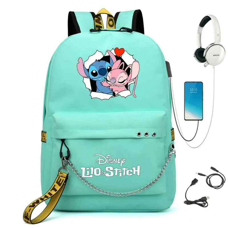 Stitch Mochila Feminina Backpack Usb Charging School Bags Teenage Girls Boys Laptop Back Pack Women Travel Bagpacks