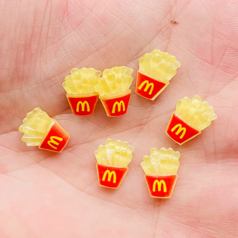 Resin Hairpin Accessories Resin Nail Art Crafts Resin Jewelry Accessories 50 Pcs 11*9mm Mini Cartoon French Fries Flat Back Resin DIY Jewellery Hairpin Children's Gifts Manicure Accessories