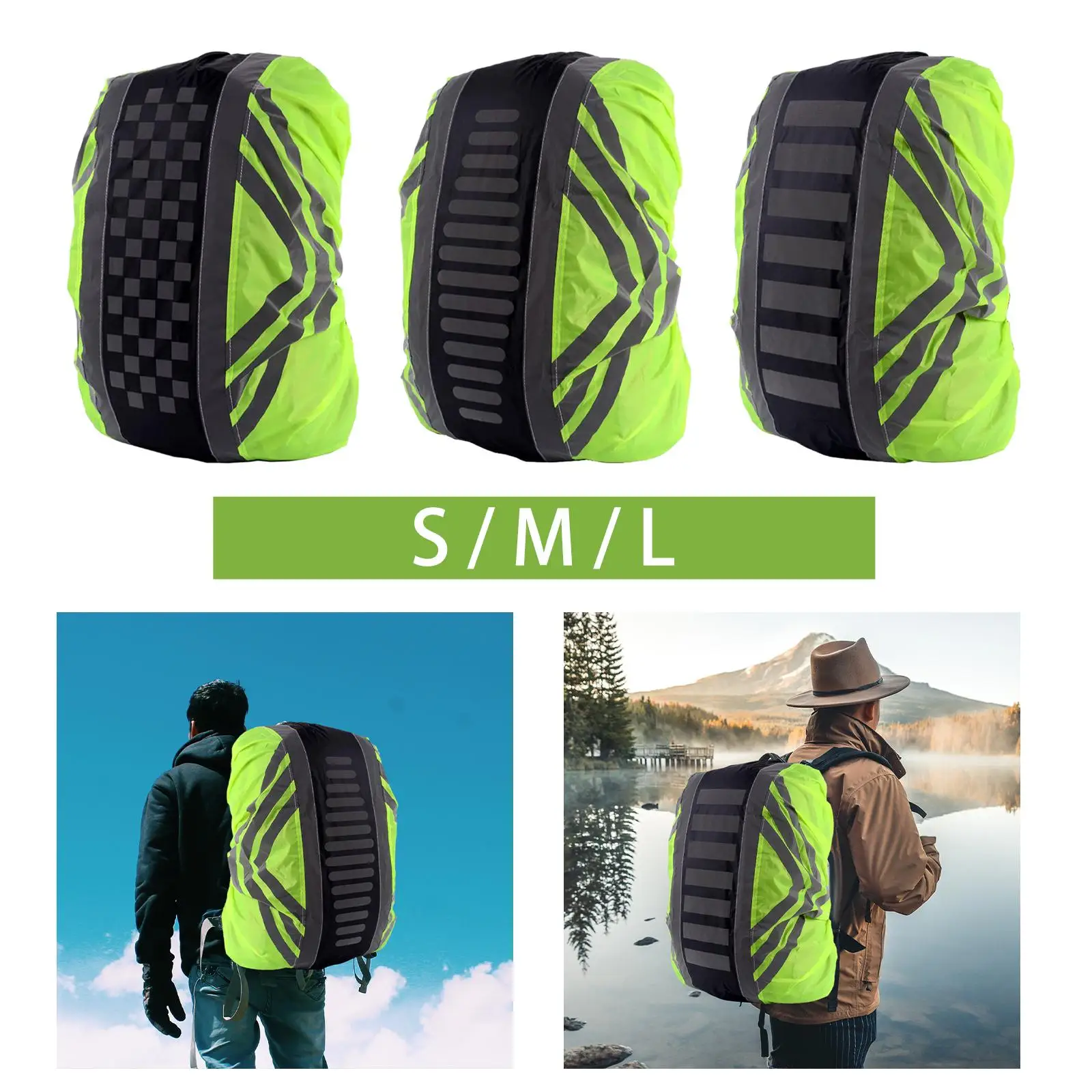 Backpack Rain Cover Waterproof High Visibility with Reflective Strip Rucksack Covers for Camping Traveling Outdoor Activities 5