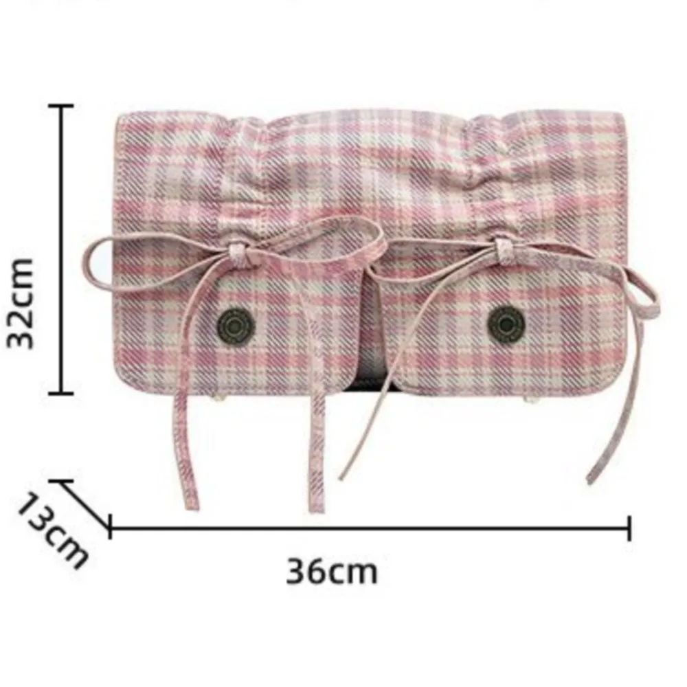 JIAERDI Sweet Cool Pink Plaid Handbag Women New Hot Girls Bow Chic Underarm Bags Ladies Harajuku Messenger Bag Bolsos Aesthetic
