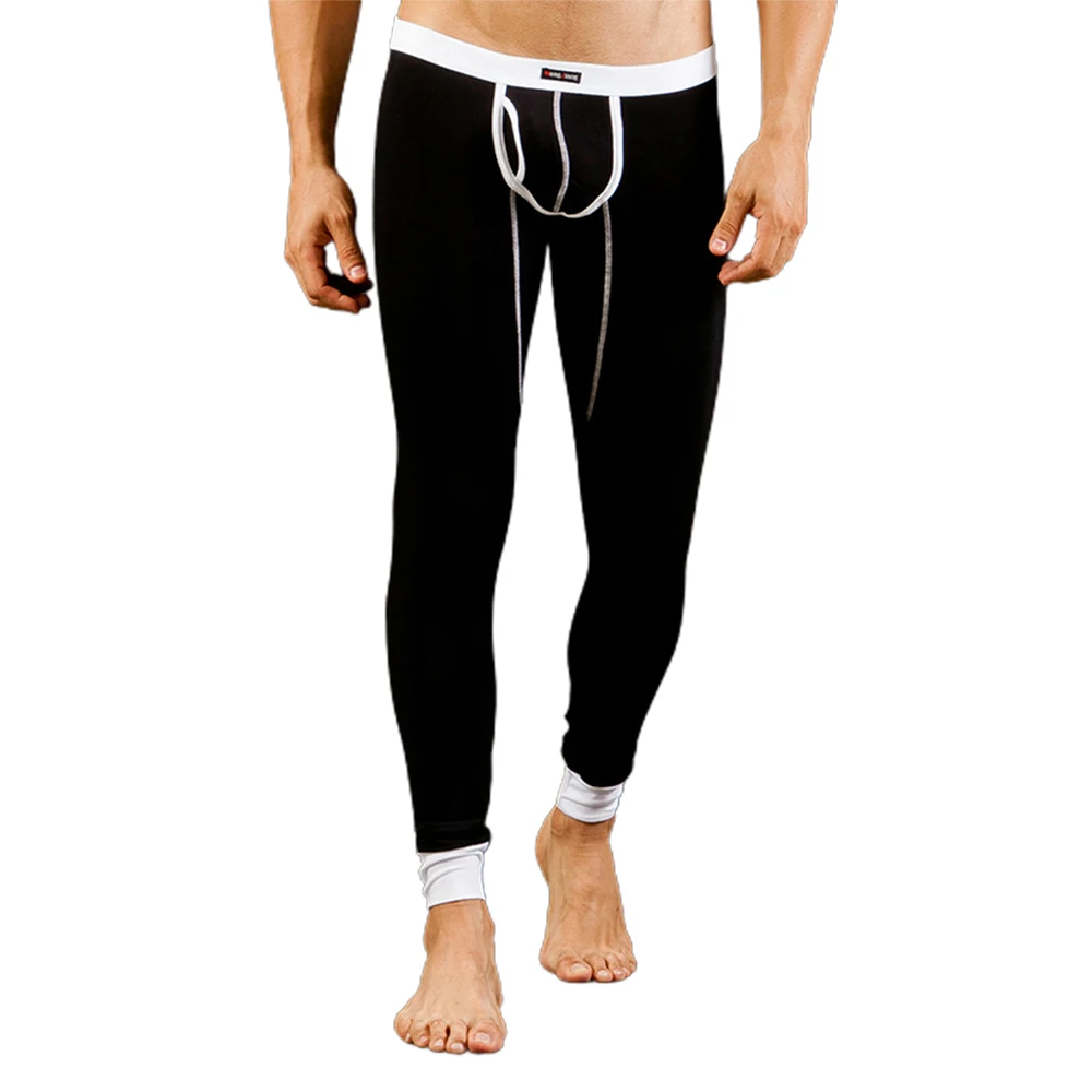 

Мужское зимнее термобелье, пикантные облегающие штаны с большим мешочком, нижнее белье с промежностью, теплые кальсоны, Удобные однотонные обтягивающие леггинсы, брюки