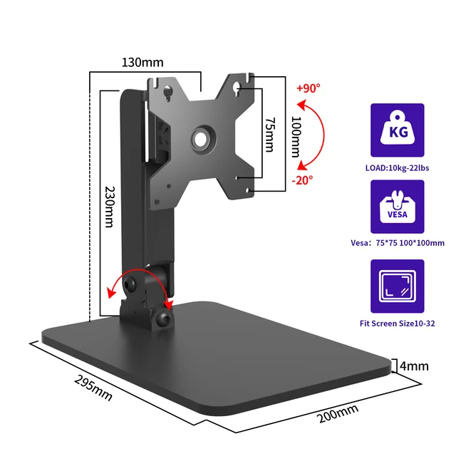 HILLPORT 13-32" Tilt Monitor Mounted TV Holder