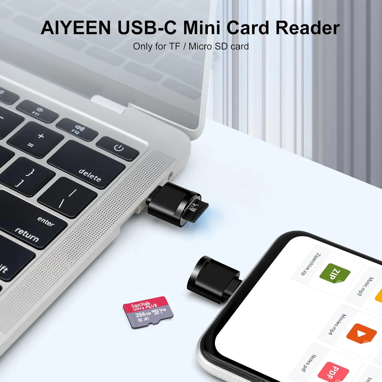 USB C TF Card Reader, USB C to USB A, Portable OTG Card Adapter for 안드로이드 Phone, Camera, Laptop, Metal Type-C Card R