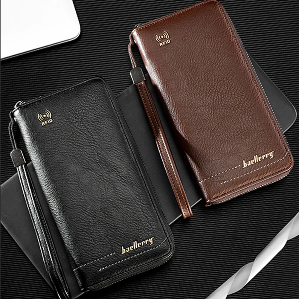 1Pcs Rfid Anti-Degaussing Long Wallet Large Capacity Wrist Strap Wallet Large Capacity Multi-Card Slot Travel Business Multi-Functional Storage Bag