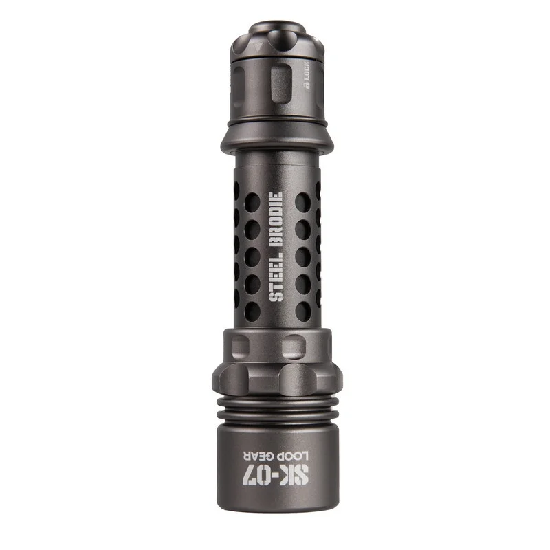 LOOP Gear SK07 노란색 전술 손전등 2800lm 장거리 투사 3000mah 손전등 풀 탭 배터리 레트로 군사 스타일 야외용