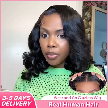 Wear And Go Glueless Bob Wig Human Hair Short Body Wave Lace Front Wigs Pre Cut Brazilian Hair 5X5 HD Lace Closure Wig For Women 1
