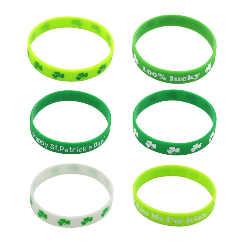 

Patrick'S Day Silicone Irish Festival Wristband Shamrock Clover Bracelet for Home Festival Party Decoration Costume Props