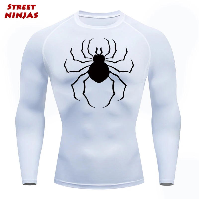 

Мужские компрессионные рубашки с принтом паука, спортивные быстросохнущие майки с длинным рукавом для тренировок в тренажерном зале