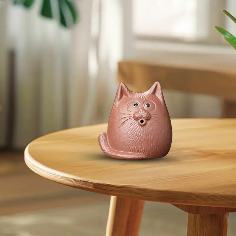 Zisha Clay Tea Pet Decoration Statue Boutique Tea Decoration Decorative Zisha Cat Sculpture for Coffee Table Aromatherapy