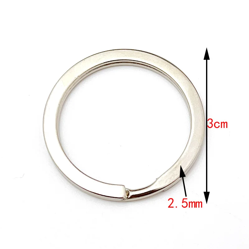 Bulk Pack of 30mm Round Flat Wire Metal Key Rings for DIY Crafts & Jewelry Making