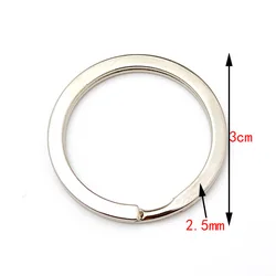 Bulk Pack of 30mm Round Flat Wire Metal Key Rings for DIY Crafts & Jewelry Making (Key Ring 3.0)