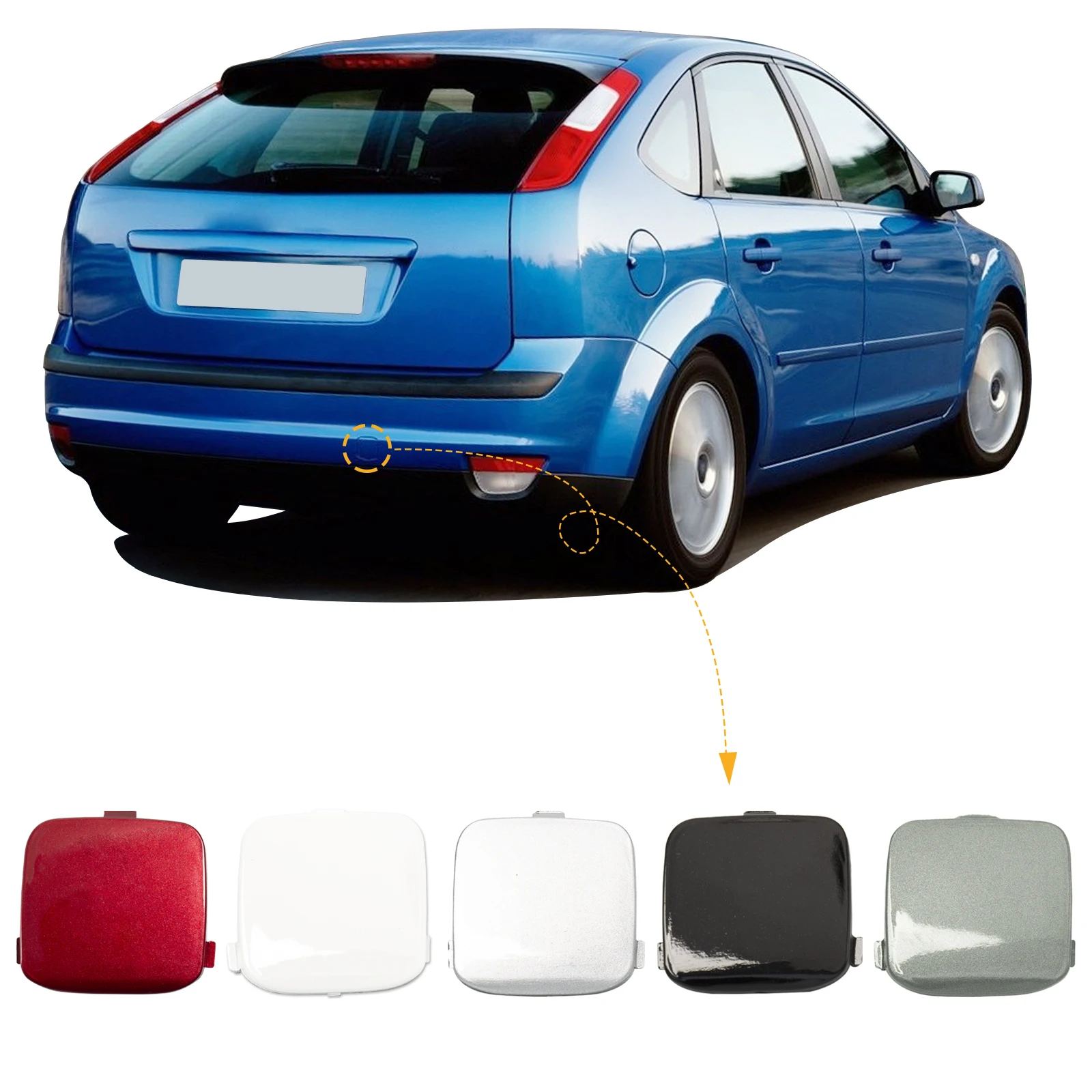 Rear Bumper Tow Hook Cap Towing Eye Cover For Ford Focus II MK2 rear-bumper-tow-hook-cap-towing-eye-cover-for-ford-focus-ii-mk2
